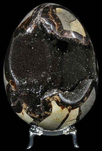 Septarian Dragon Egg Geode - Black Crystals #54541